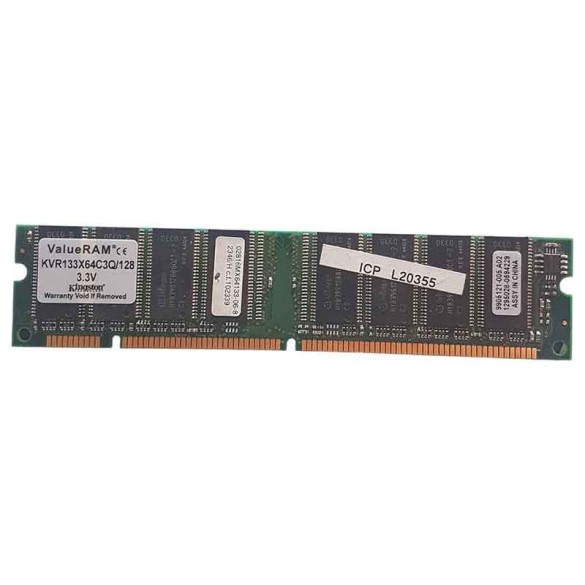 DIMM MEMORY MODULE KINGSTON KVR133X64C3Q/128 128MB 168-PIN SDRAM PC133 133MHZ NON-ECC UNBUFFERED CL3