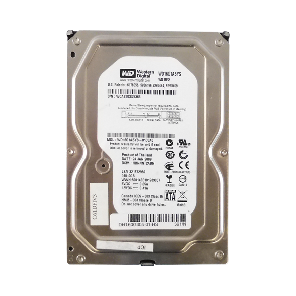 HARD-DISK WESTERN DIGITAL WD1601ABYS 160GB SATA 3.5 INCH P/N WD1601ABYS -01C0A0