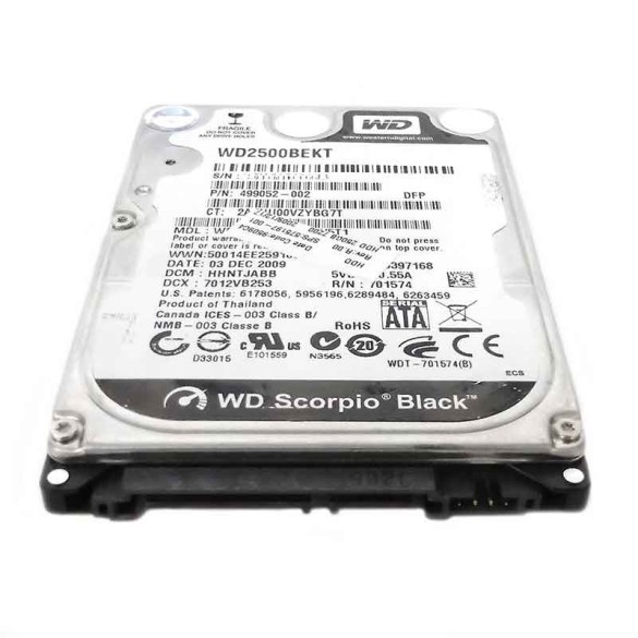 HARD-DISK WESTERN DIGITAL WD2500BEKT 250GB IDE 2.5 INCH P/N 499052